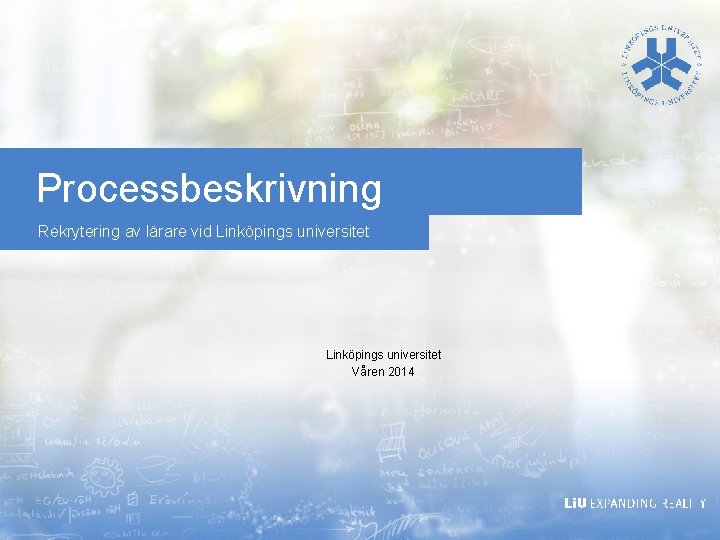 Processbeskrivning Rekrytering av lärare vid Linköpings universitet Våren 2014 