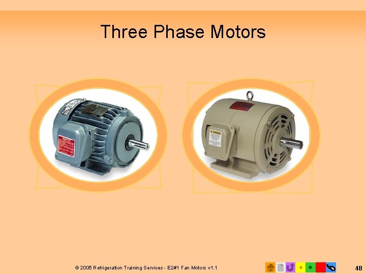 Three Phase Motors © 2005 Refrigeration Training Services - E 2#1 Fan Motors v