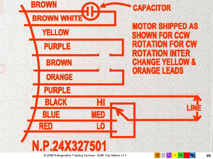 Motor Nameplate wiring diagram © 2005 Refrigeration Training Services - E 2#1 Fan Motors
