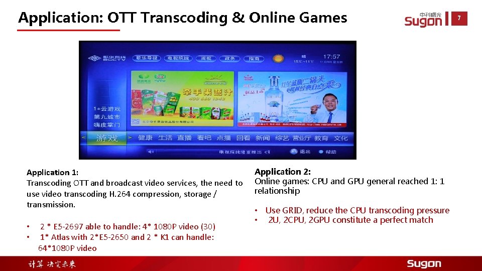 Application: OTT Transcoding & Online Games Application 1: Transcoding OTT and broadcast video services, Application: OTT Transcoding & Online Games Application 1: Transcoding OTT and broadcast video services,