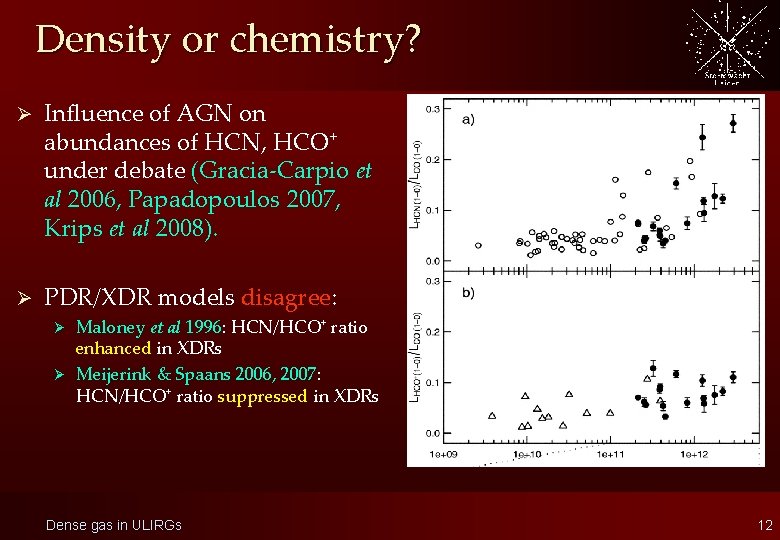 Density or chemistry? Ø Influence of AGN on abundances of HCN, HCO+ under debate