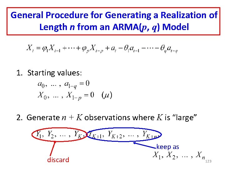 General Procedure for Generating a Realization of Length n from an ARMA(p, q) Model General Procedure for Generating a Realization of Length n from an ARMA(p, q) Model