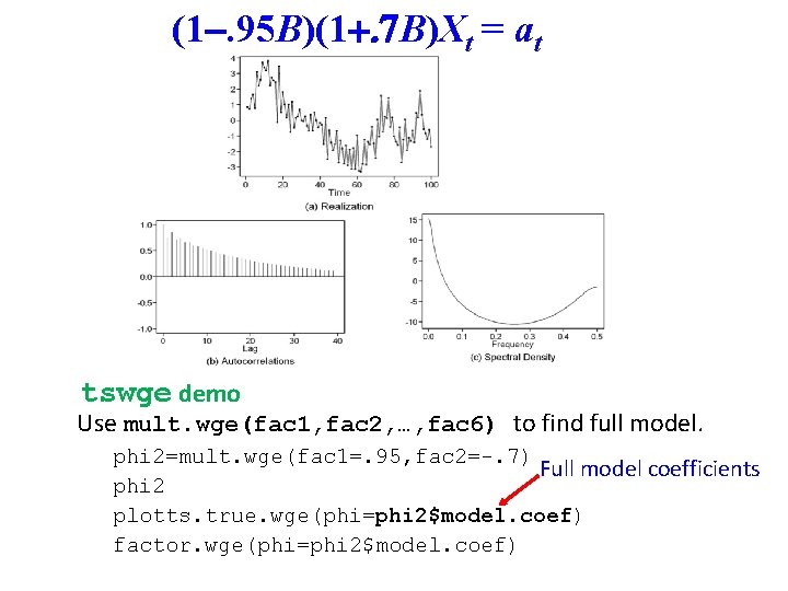 (1. 95 B)(1+. 7 B)Xt = at tswge demo Use mult. wge(fac 1, fac (1. 95 B)(1+. 7 B)Xt = at tswge demo Use mult. wge(fac 1, fac