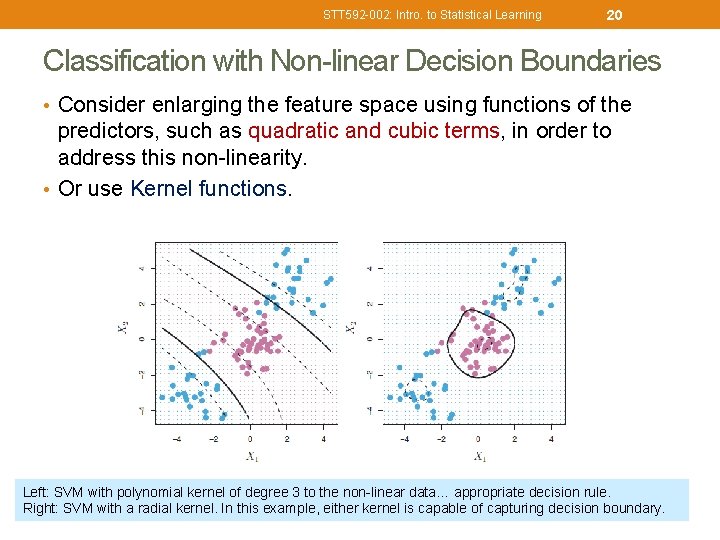 STT 592 -002: Intro. to Statistical Learning 20 Classification with Non-linear Decision Boundaries •