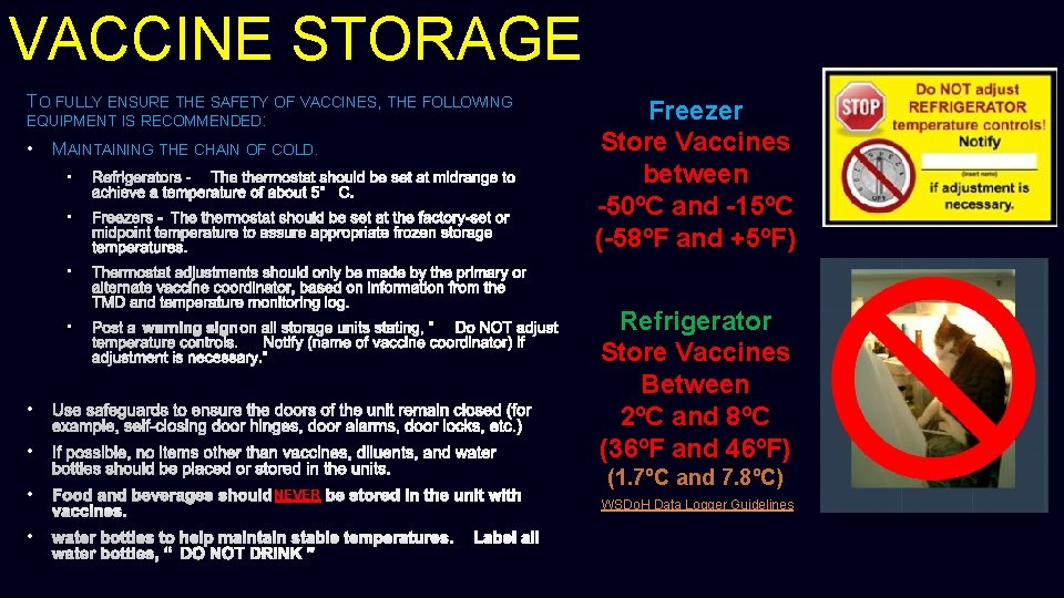 VACCINE STORAGE TO FULLY ENSURE THE SAFETY OF VACCINES, THE FOLLOWING EQUIPMENT IS RECOMMENDED: