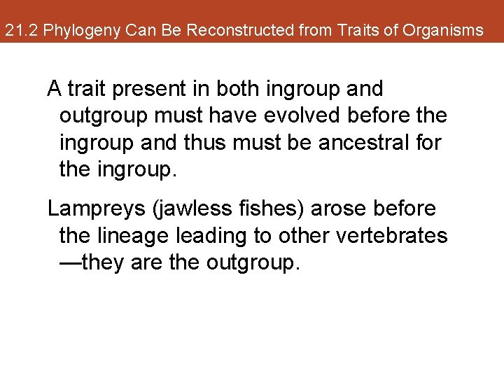 21. 2 Phylogeny Can Be Reconstructed from Traits of Organisms A trait present in
