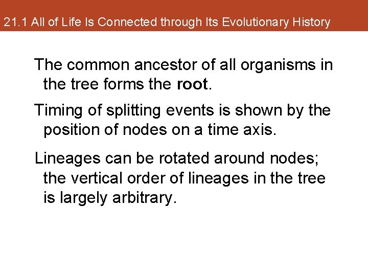 21. 1 All of Life Is Connected through Its Evolutionary History The common ancestor