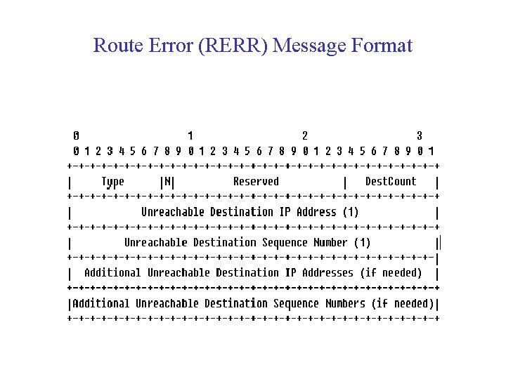Route Error (RERR) Message Format 