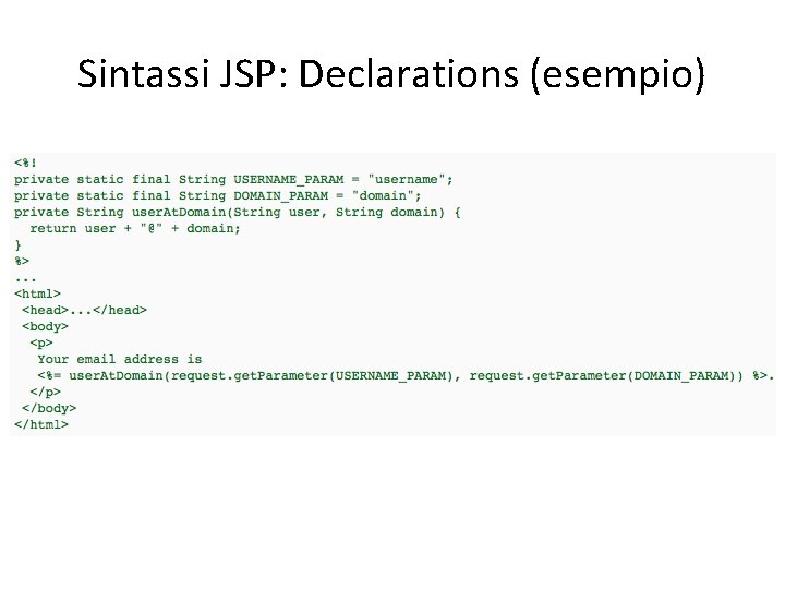 Sintassi JSP: Declarations (esempio) 