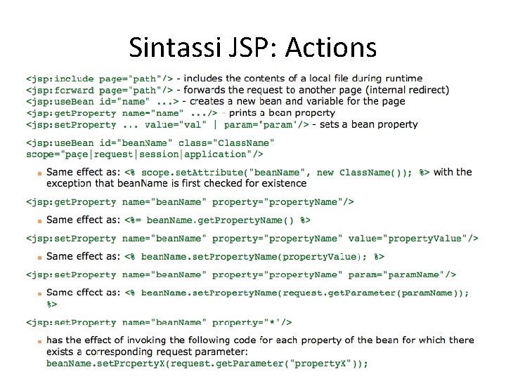 Sintassi JSP: Actions 