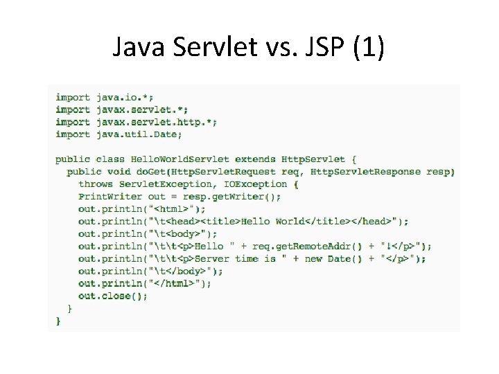 Java Servlet vs. JSP (1) 