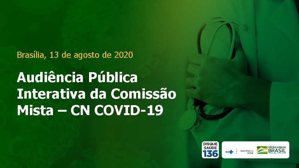 Brasília, 13 de agosto de 2020 Audiência Pública Interativa da Comissão Mista – CN