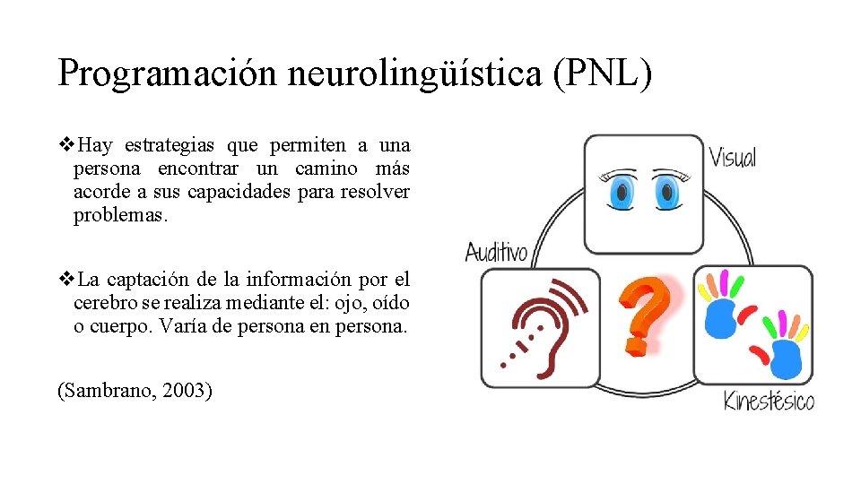Programación neurolingüística (PNL) v. Hay estrategias que permiten a una persona encontrar un camino