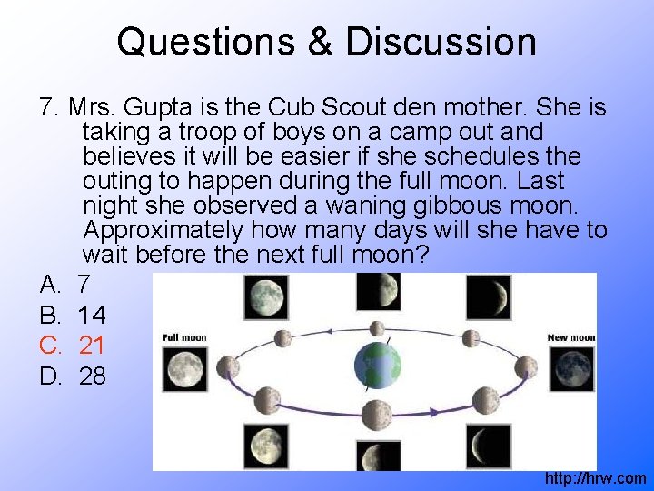 Questions & Discussion 7. Mrs. Gupta is the Cub Scout den mother. She is