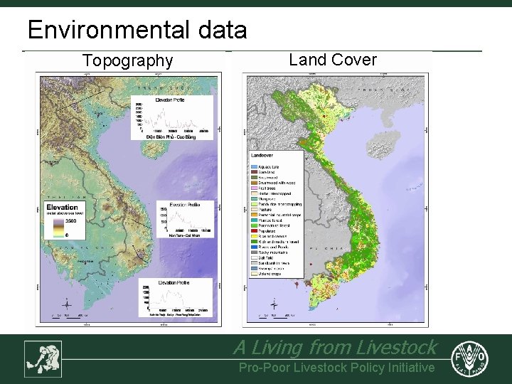 Environmental data Topography Land Cover A Living from Livestock Pro-Poor Livestock Policy Initiative 
