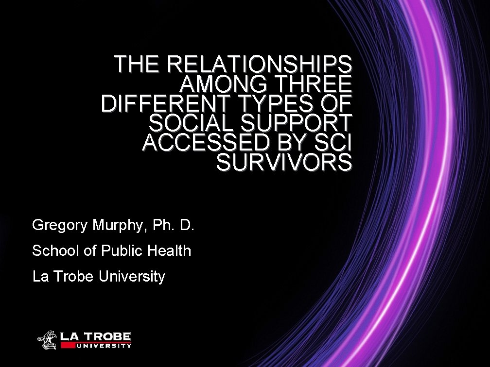 THE RELATIONSHIPS AMONG THREE DIFFERENT TYPES OF SOCIAL SUPPORT ACCESSED BY SCI SURVIVORS Gregory