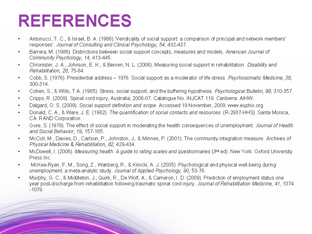 REFERENCES • • • • Antonucci, T. C. , & Israel, B. A. (1986).