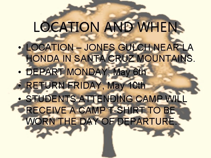 LOCATION AND WHEN • LOCATION – JONES GULCH NEAR LA HONDA IN SANTA CRUZ