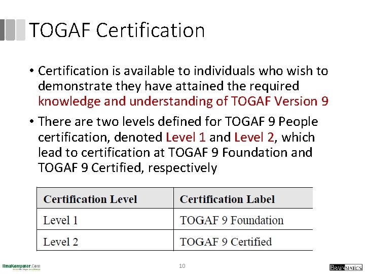 TOGAF Certification • Certification is available to individuals who wish to demonstrate they have