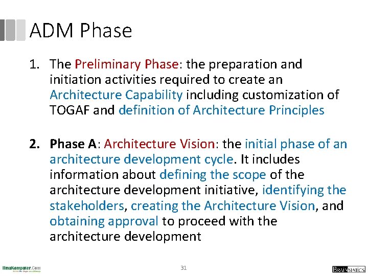 ADM Phase 1. The Preliminary Phase: the preparation and initiation activities required to create