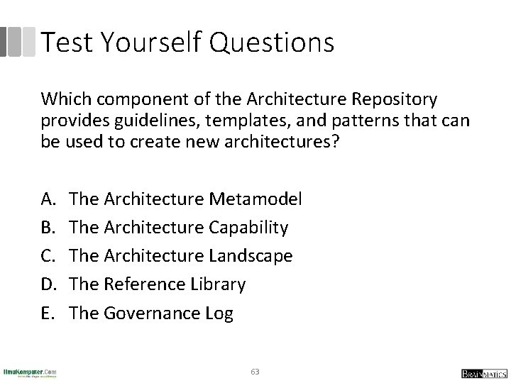 Test Yourself Questions Which component of the Architecture Repository provides guidelines, templates, and patterns