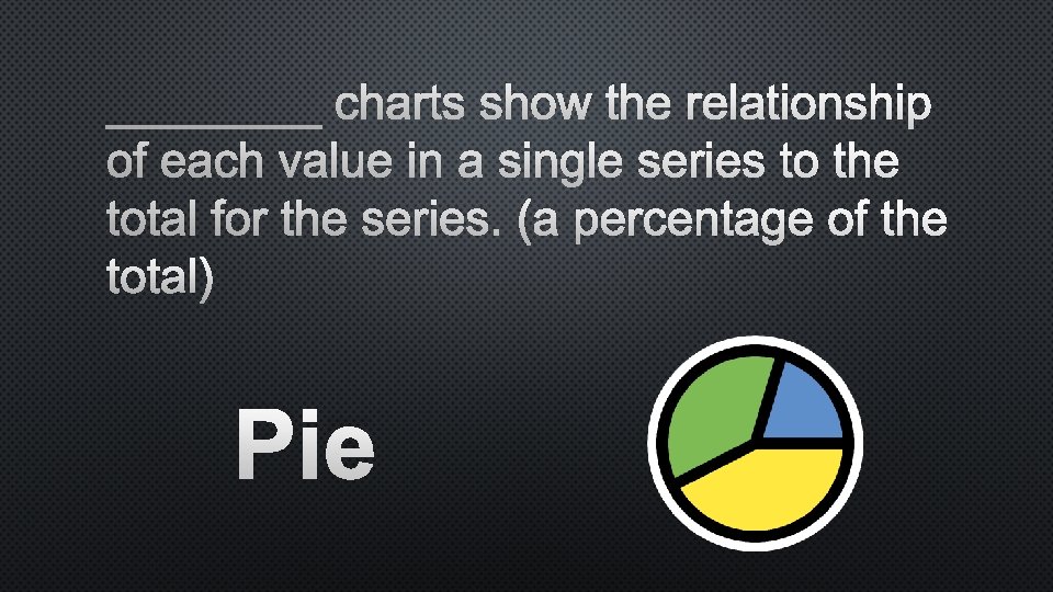 ____ charts show the relationship of each value in a single series to the