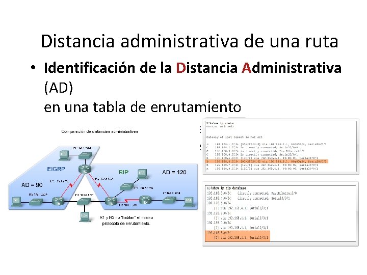 Distancia administrativa de una ruta • Identificación de la Distancia Administrativa (AD) en una