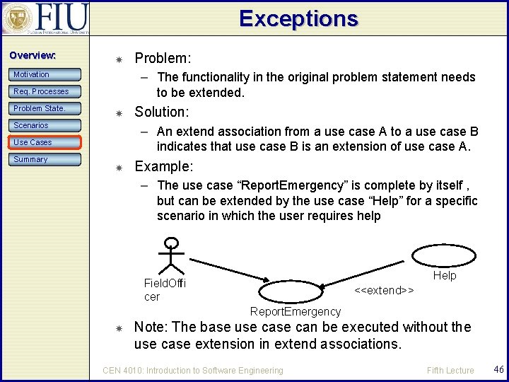 Exceptions Overview: – The functionality in the original problem statement needs to be extended.