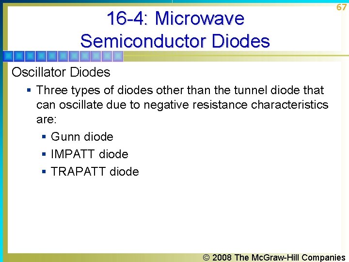 16 -4: Microwave Semiconductor Diodes 67 Oscillator Diodes § Three types of diodes other 16 -4: Microwave Semiconductor Diodes 67 Oscillator Diodes § Three types of diodes other