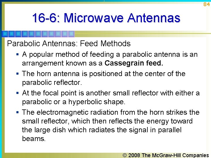 84 16 -6: Microwave Antennas Parabolic Antennas: Feed Methods § A popular method of 84 16 -6: Microwave Antennas Parabolic Antennas: Feed Methods § A popular method of