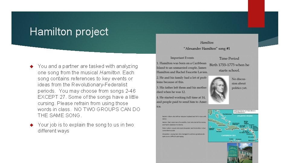 Hamilton project You and a partner are tasked with analyzing one song from the