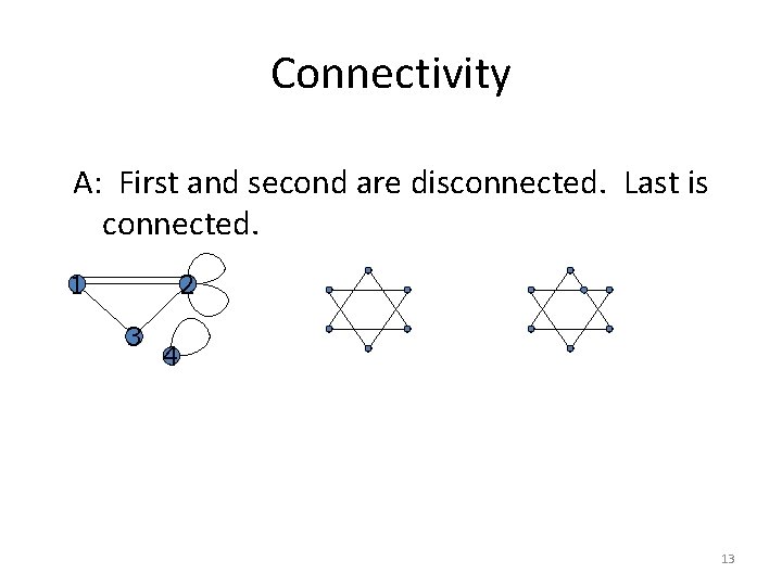 Connectivity A: First and second are disconnected. Last is connected. 1 2 3 4 Connectivity A: First and second are disconnected. Last is connected. 1 2 3 4