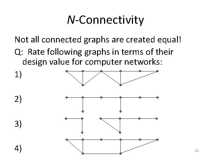 N-Connectivity Not all connected graphs are created equal! Q: Rate following graphs in terms N-Connectivity Not all connected graphs are created equal! Q: Rate following graphs in terms