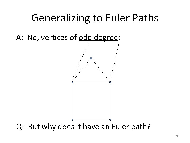 Generalizing to Euler Paths A: No, vertices of odd degree: Q: But why does Generalizing to Euler Paths A: No, vertices of odd degree: Q: But why does