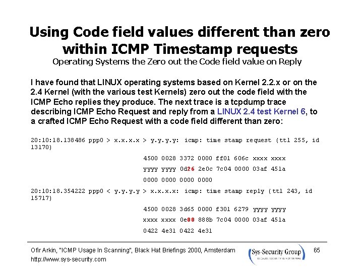 Using Code field values different than zero within ICMP Timestamp requests Operating Systems the
