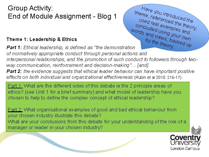 Group Activity: End of Module Assignment - Blog 1 Hav them e you int