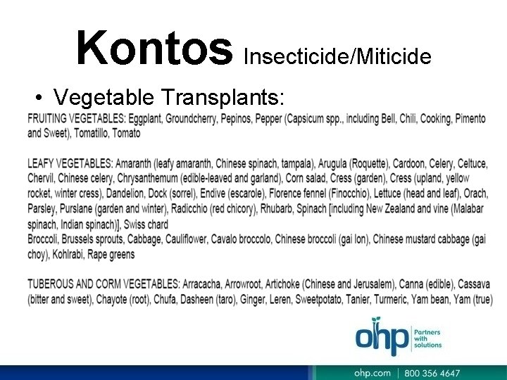 Kontos Insecticide/Miticide • Vegetable Transplants: Kontos Insecticide/Miticide • Vegetable Transplants: