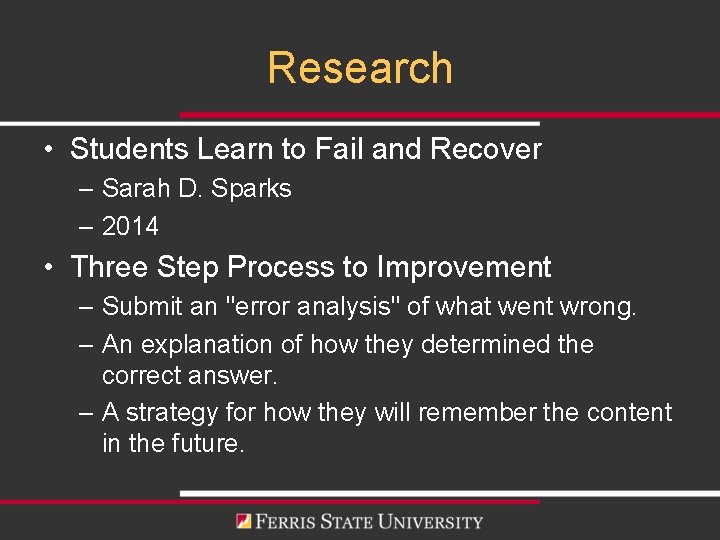 Research • Students Learn to Fail and Recover – Sarah D. Sparks – 2014