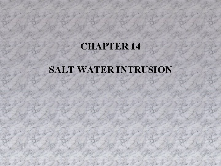 CHAPTER 14 SALT WATER INTRUSION 1 