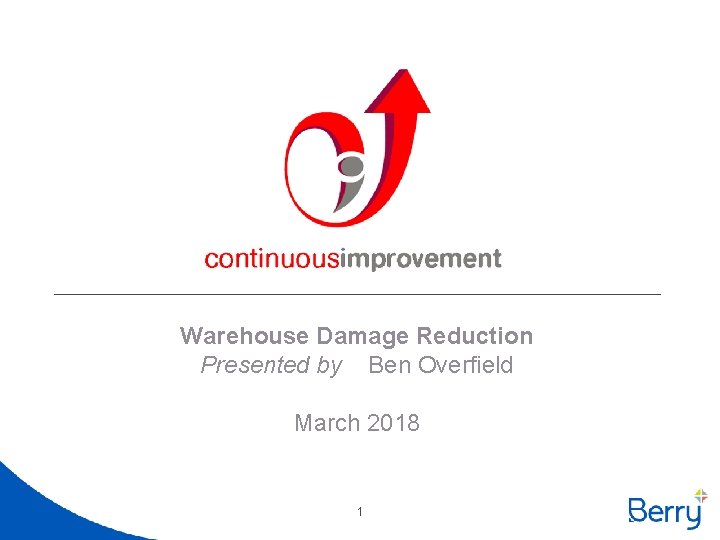 Warehouse Damage Reduction Presented by Ben Overfield March 2018 1 