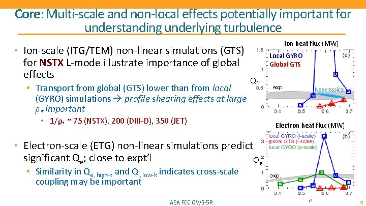 Core: Multi-scale and non-local effects potentially important for understanding underlying turbulence • Ion-scale (ITG/TEM)