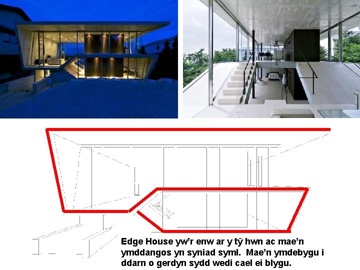 Edge House yw’r enw ar y tŷ hwn ac mae’n ymddangos yn syniad syml.