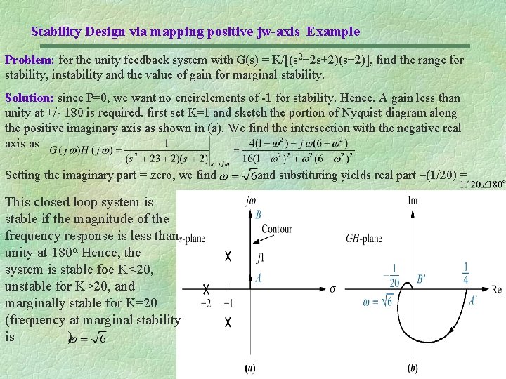 Stability Design via mapping positive jw-axis Example Problem: for the unity feedback system with