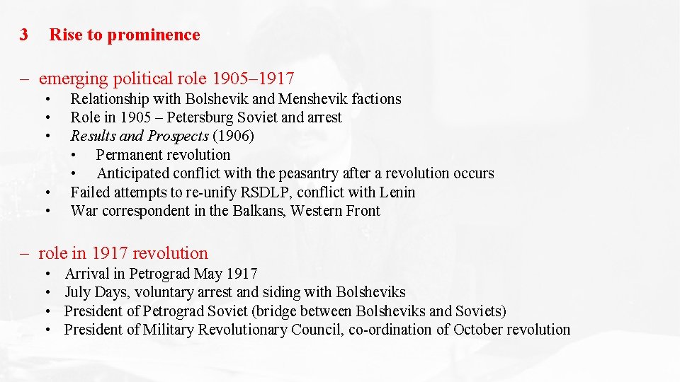 3 Rise to prominence – emerging political role 1905– 1917 • • • Relationship 3 Rise to prominence – emerging political role 1905– 1917 • • • Relationship