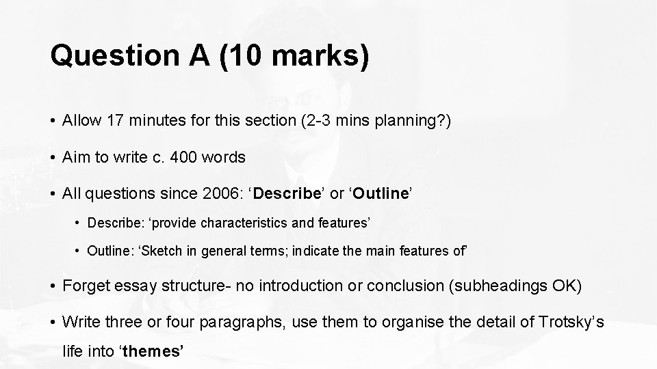 Question A (10 marks) • Allow 17 minutes for this section (2 -3 mins Question A (10 marks) • Allow 17 minutes for this section (2 -3 mins