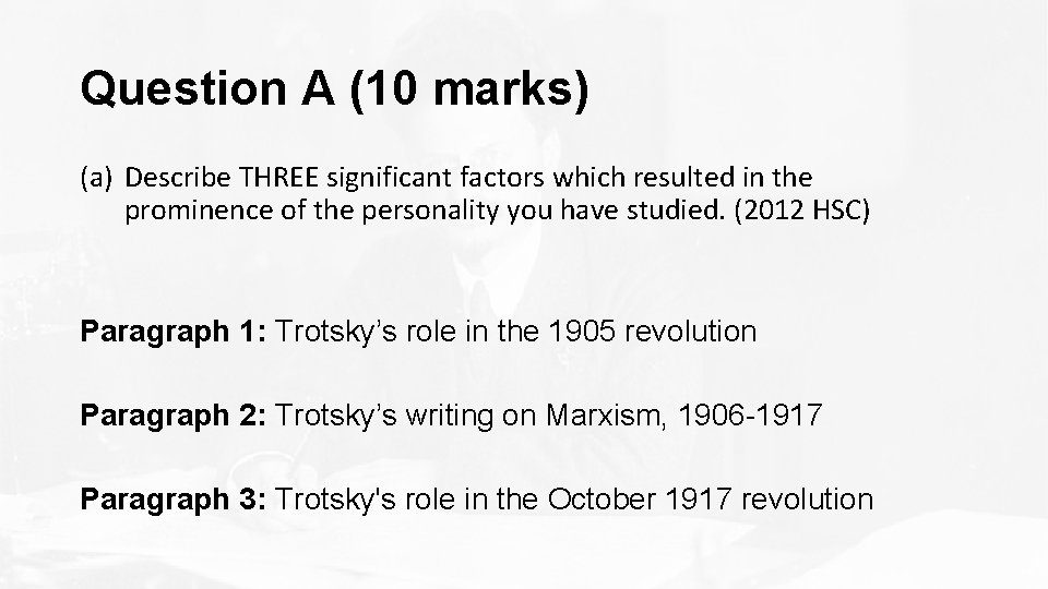Question A (10 marks) (a) Describe THREE significant factors which resulted in the prominence Question A (10 marks) (a) Describe THREE significant factors which resulted in the prominence
