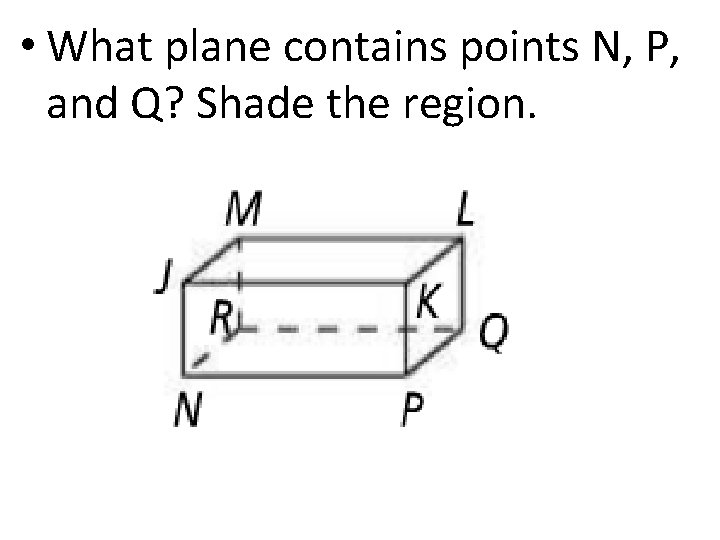  • What plane contains points N, P, and Q? Shade the region. 