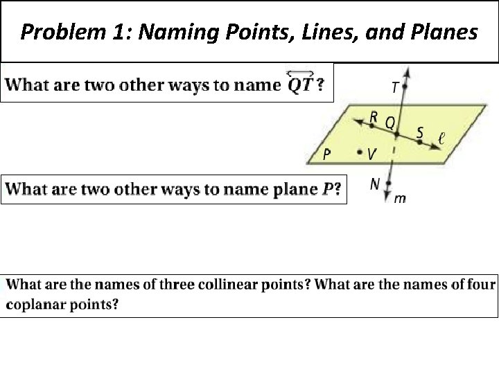 Problem 1: Naming Points, Lines, and Planes 