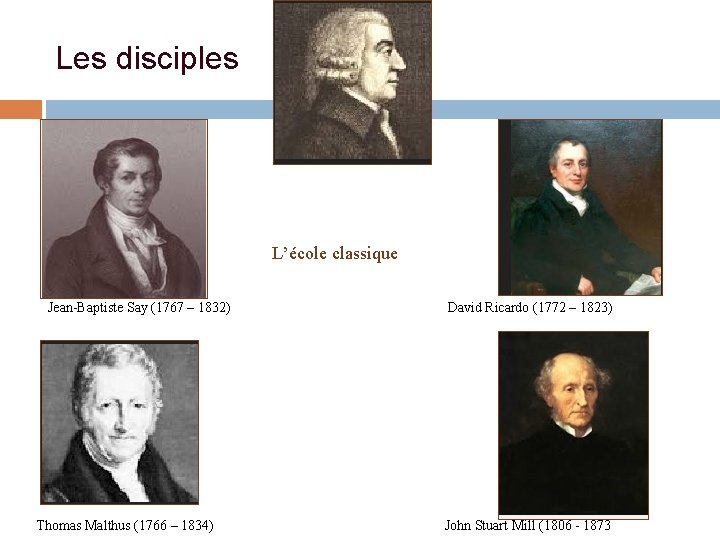 Les disciples L’école classique Jean Baptiste Say (1767 – 1832) David Ricardo (1772 – Les disciples L’école classique Jean Baptiste Say (1767 – 1832) David Ricardo (1772 –