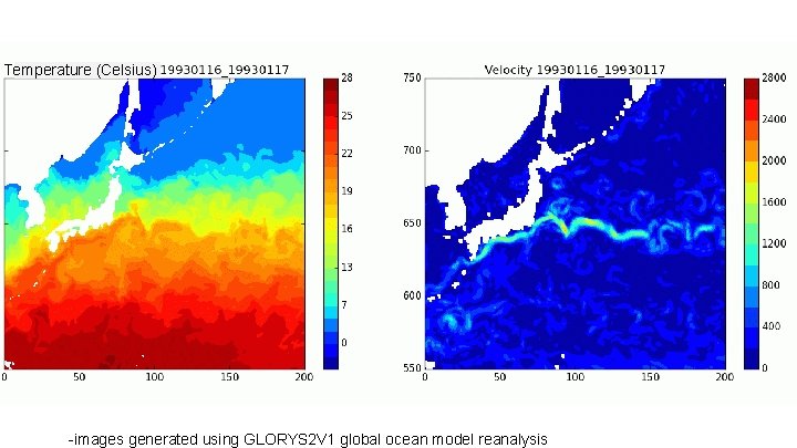 Temperature (Celsius) -images generated using GLORYS 2 V 1 global ocean model reanalysis 